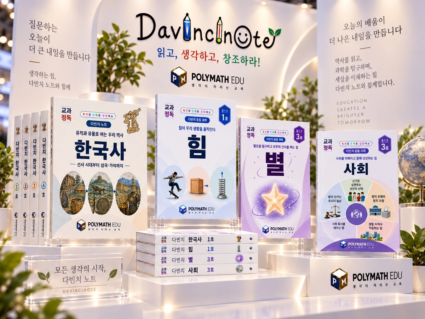 사회·과학·역사 교재 쇼룸 연출 이미지